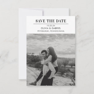 Modern Minimalist Black White Photo Save the Date