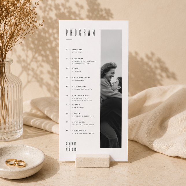 Modern Minimalist Black & White Photo Wedding Programme (Creator Uploaded)