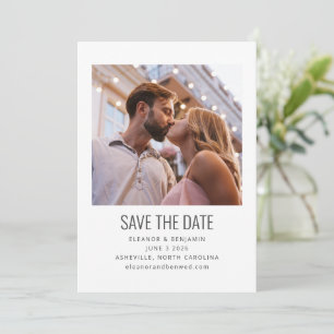 Modern Minimalist Black White Photo Wedding Save The Date