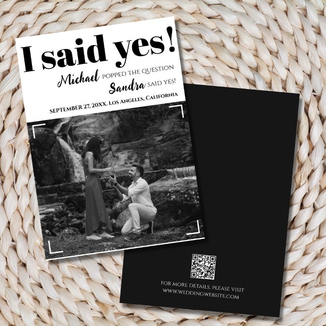 Modern Minimalist Black & White Photo with QR Code Save The Date (Creator Uploaded)