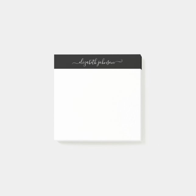 Modern Minimalist Black & White Post-It Notes (Front)