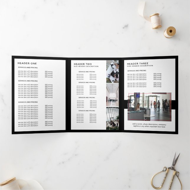 Modern Minimalist Black & White Price Brochure   (Inside)