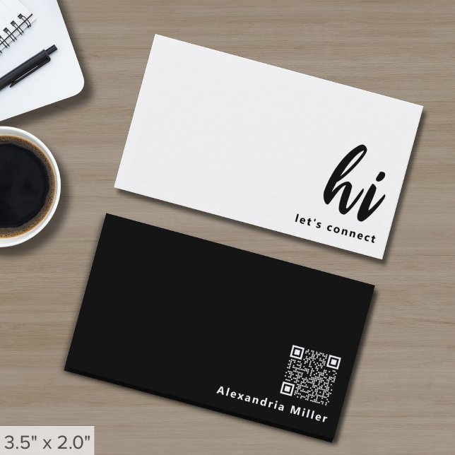 Modern Minimalist Black White QR Code Networking Business Card (Creator Uploaded)
