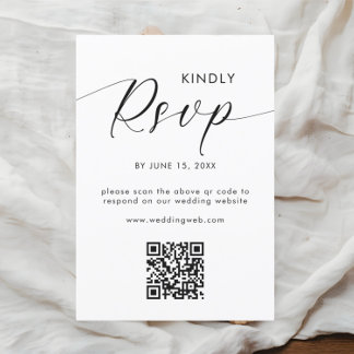 Modern Minimalist Black & White Qr Code RSVP Card
