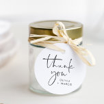 Modern Minimalist Black & White Script Thank You Favour Tags<br><div class="desc">Modern minimalist thank you favour tags for your wedding,  engagement,  bridal shower or baby shower feature "thank you" in soft black modern handwritten script lettering,  with a line of custom text beneath. This simple minimalist design in classic black and white is perfect for any occasion.</div>