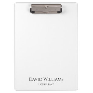 Modern Minimalist Black White Simple Professional  Clipboard