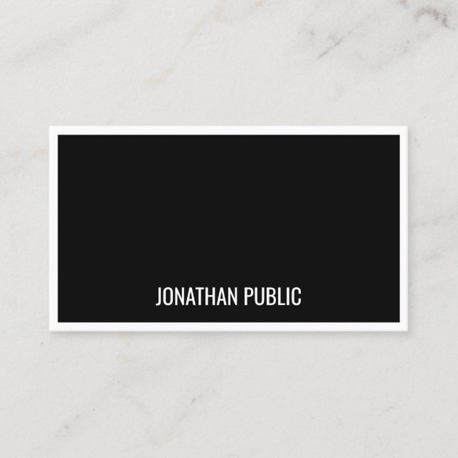 Modern Minimalist Black White Template Simple Business Card (Front)