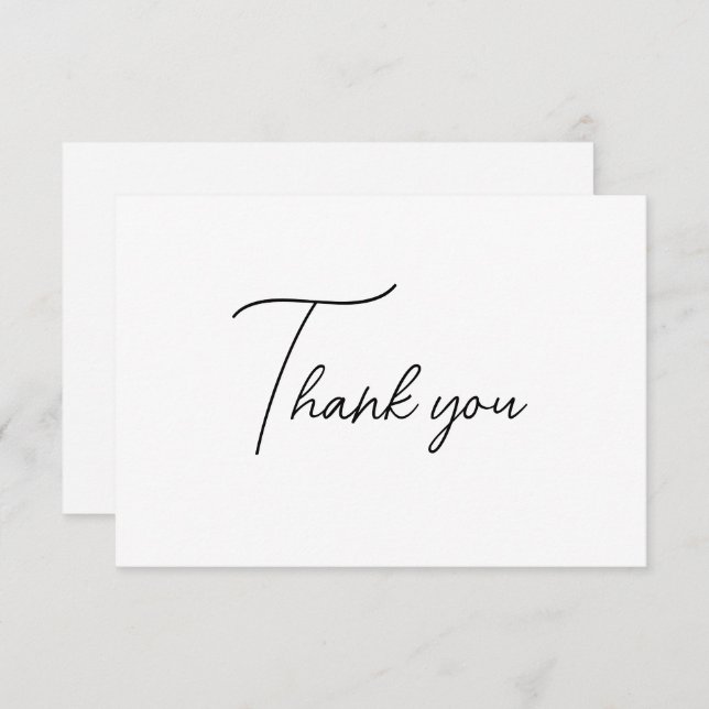 Modern Minimalist Black & White Thank You Card (Front/Back)