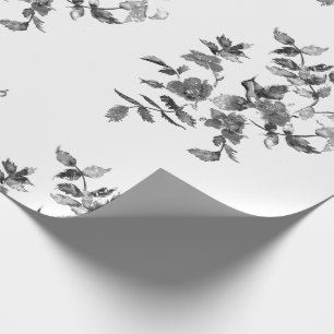 Modern minimalist black white watercolor roses    wrapping paper