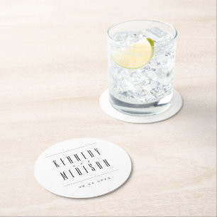 Modern Minimalist Black & White Wedding Coasters