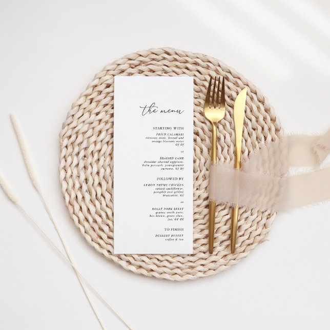 Modern Minimalist Black & White Wedding Dinner Menu (Creator Uploaded)