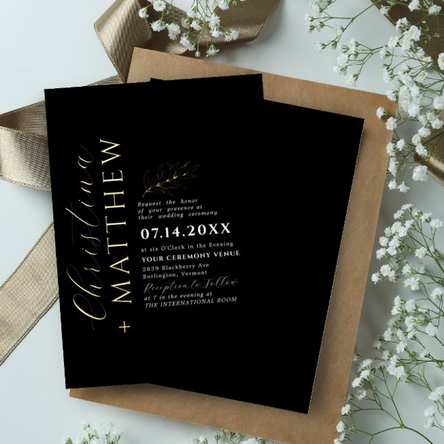 Modern Minimalist Black White Wedding Gold (Creator Uploaded)