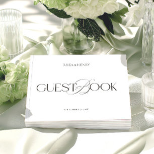 Modern Minimalist Black & White Wedding Guest Book