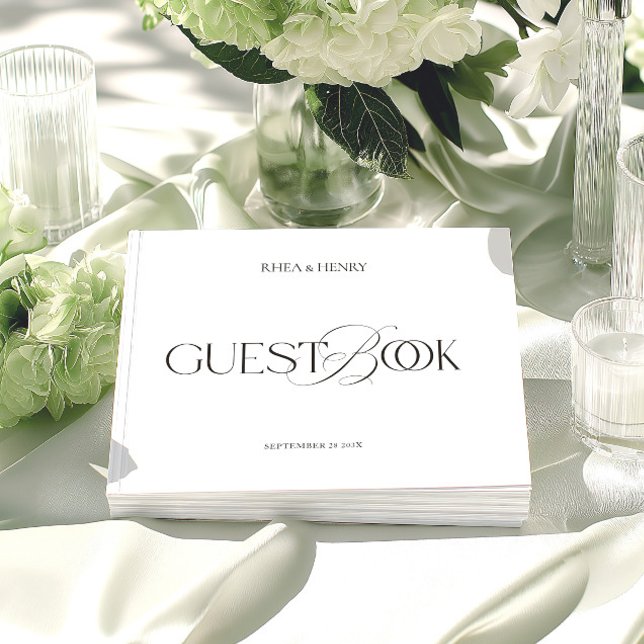 Modern Minimalist Black & White Wedding  Guest Book (Modern Minimalist Black & White Wedding Guest Book)