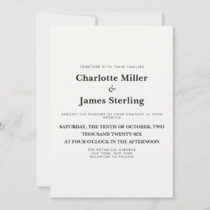 Modern Minimalist Black & White Wedding Invitation