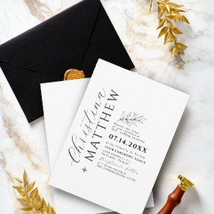 Modern Minimalist Black & White Wedding Invitation