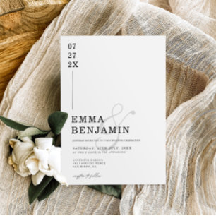 Modern & Minimalist Black   White Wedding  Invitation