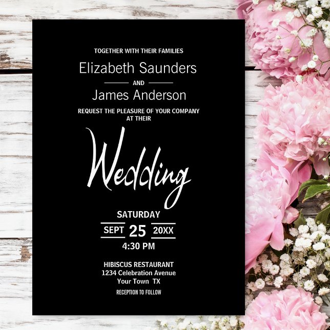 Modern Minimalist Black White Wedding Invitation (Creator Uploaded)