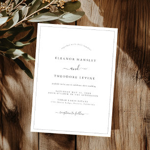 Modern Minimalist Black White Wedding Invitation