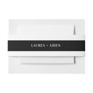 Modern Minimalist Black & White Wedding invitation Belly Band