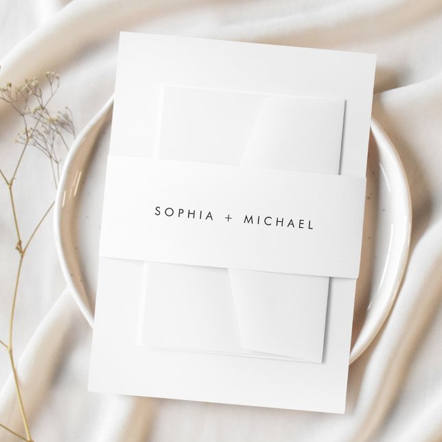 Modern Minimalist Black White Wedding Invitation Belly Band (Creator Uploaded)