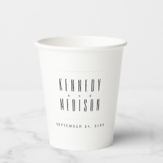 Modern Minimalist Black & White Wedding Paper Cups