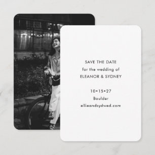 Modern Minimalist Black White Wedding Photo Save The Date