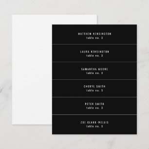 Modern Minimalist Black White Wedding Placecards
