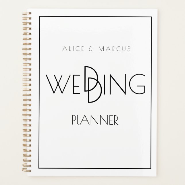 Modern Minimalist Black & White Wedding Planner (Front)