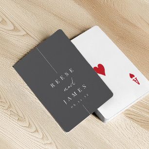 Modern Minimalist Black & White Wedding Playing Cards