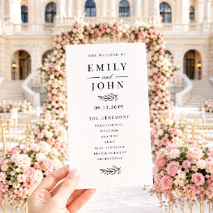 Modern Minimalist Black & White Wedding Program