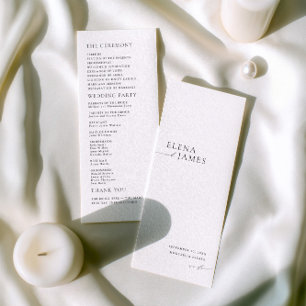 Modern Minimalist Black & White Wedding Program Programme
