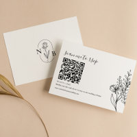 Modern Minimalist Black White Wedding QR Code
