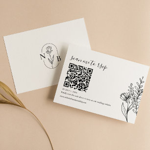 Modern Minimalist Black White Wedding QR Code RSVP Card