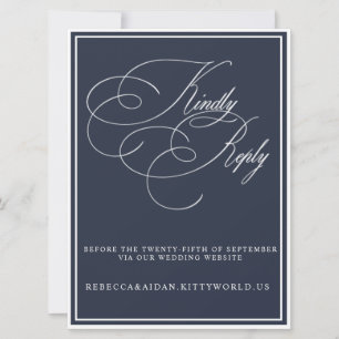 Modern Minimalist Black & White Wedding RSVP Card