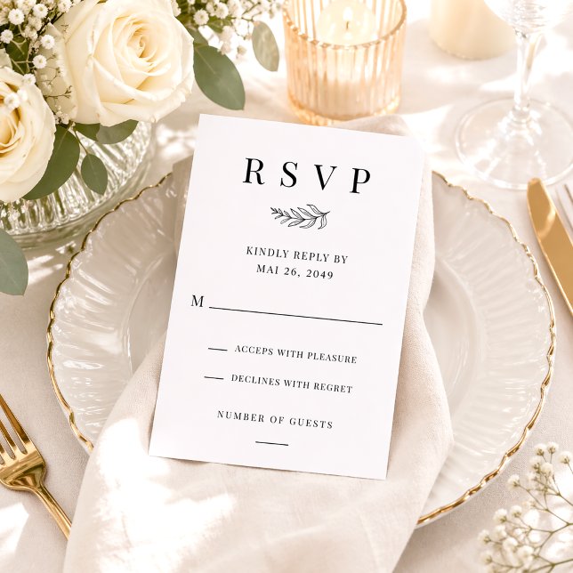 Modern Minimalist Black & White Wedding RSVP Card (Creator Uploaded)