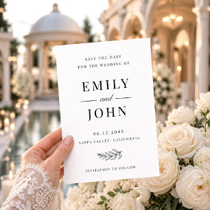 Modern Minimalist Black & White Wedding Save The Date