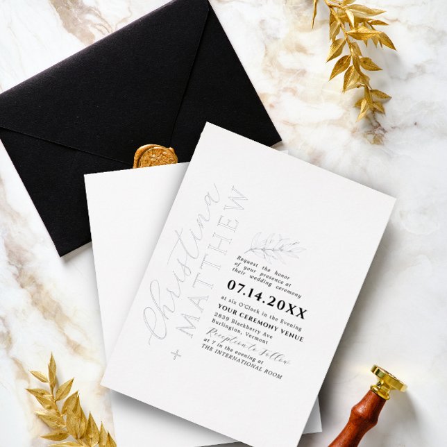 Modern Minimalist Black & White Wedding Silver (Creator Uploaded)