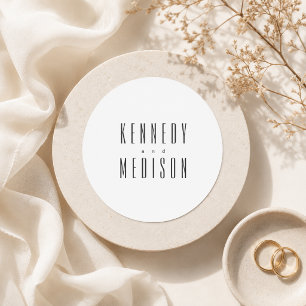 Modern Minimalist Black & White Wedding Stickers