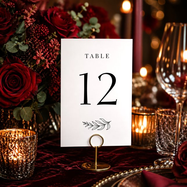 Modern Minimalist Black & White Wedding Table Number (Creator Uploaded)