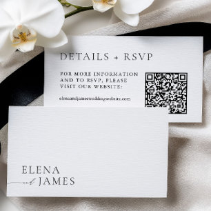 Modern Minimalist Black & White Wedding Website  Enclosure Card
