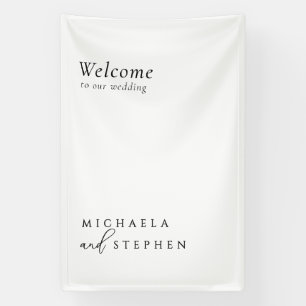Modern Minimalist Black & White Wedding Welcome Banner