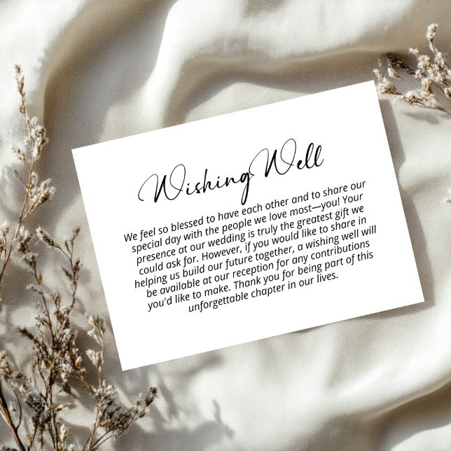 Modern Minimalist Black White Wishing Well Enclosure Card (Creator Uploaded)