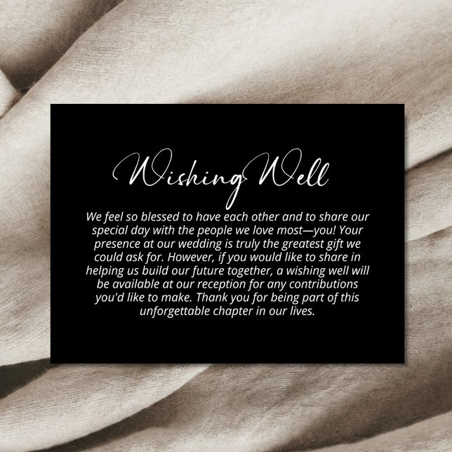 Modern Minimalist Black Wishing Well Enclosure Card (Creator Uploaded)