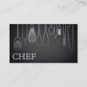Modern Minimalist Blackboard Chef Professional Business Card