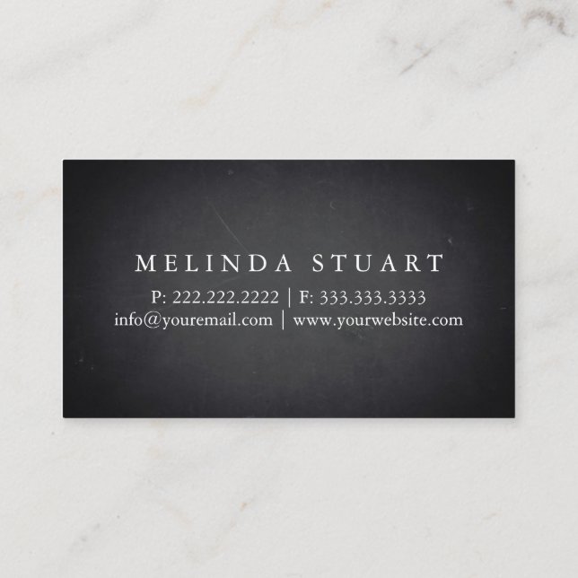 Modern Minimalist Blackboard DRIVER Professional Business Card (Back)