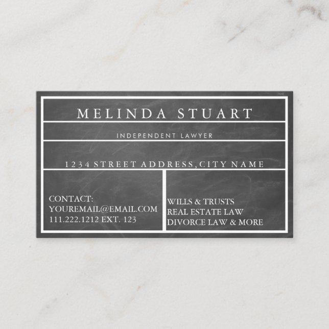 Modern Minimalist Blackboard Professional  Busines Business Card (Front)
