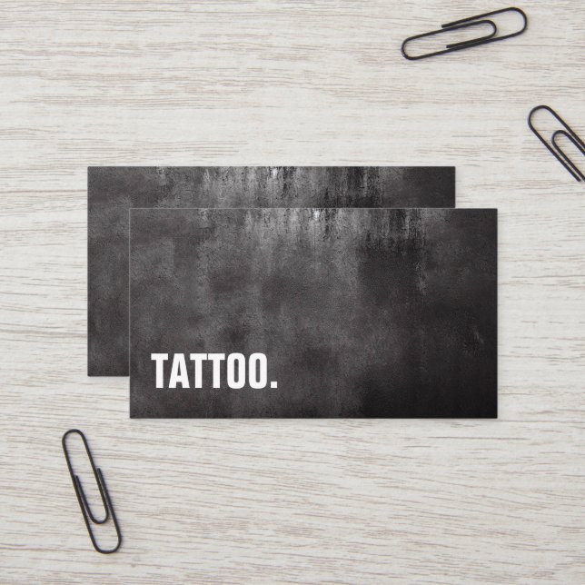 Modern Minimalist Blackboard Tattoo Professional Business Card (Front/Back In Situ)