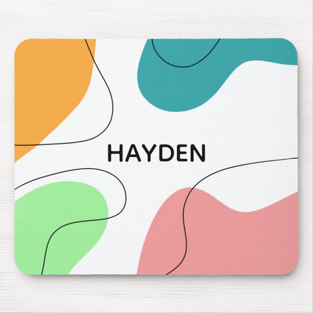 Modern Minimalist Blobs Abstract Personalised Mouse Mat (Front)
