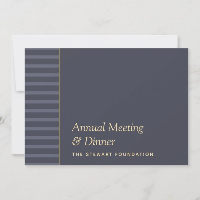 Modern Minimalist Blue and Gold Business Dinner Invitation (Front)